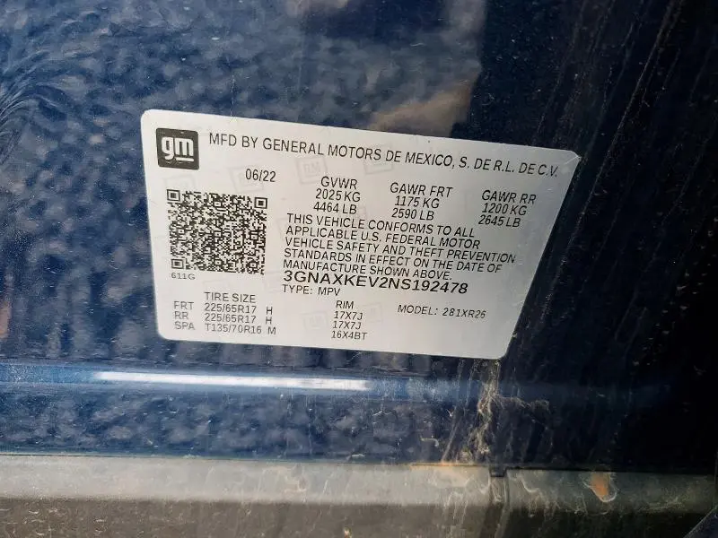 2022 CHEVROLET EQUINOX LT  