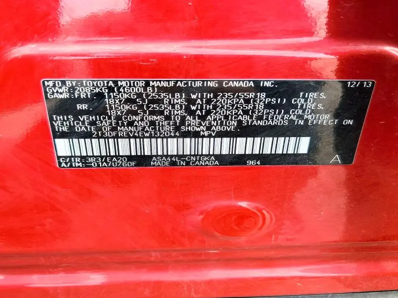 2014 TOYOTA RAV4 LIMITED  