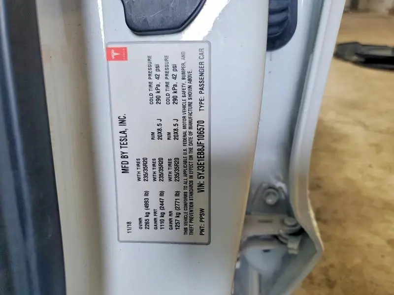 2018 TESLA MODEL 3   