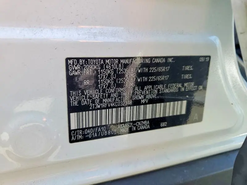 2019 TOYOTA RAV4 XLE  