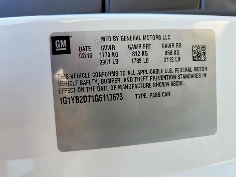 2016 CHEVROLET CORVETTE STINGRAY 1LT  