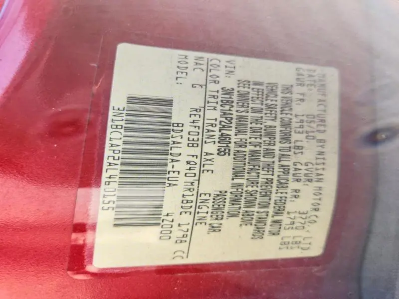 2010 NISSAN VERSA 1.8 S  