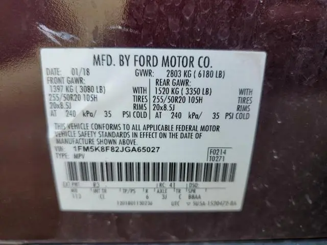 2018 FORD EXPLORER LIMITED  