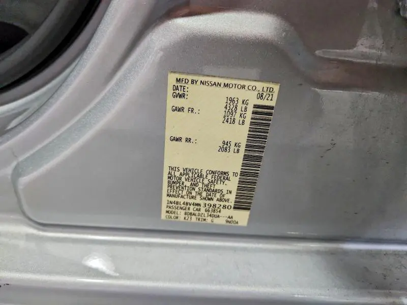2021 NISSAN ALTIMA S  