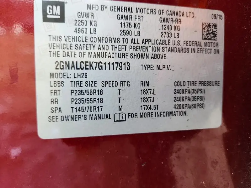 2016 CHEVROLET EQUINOX LT  