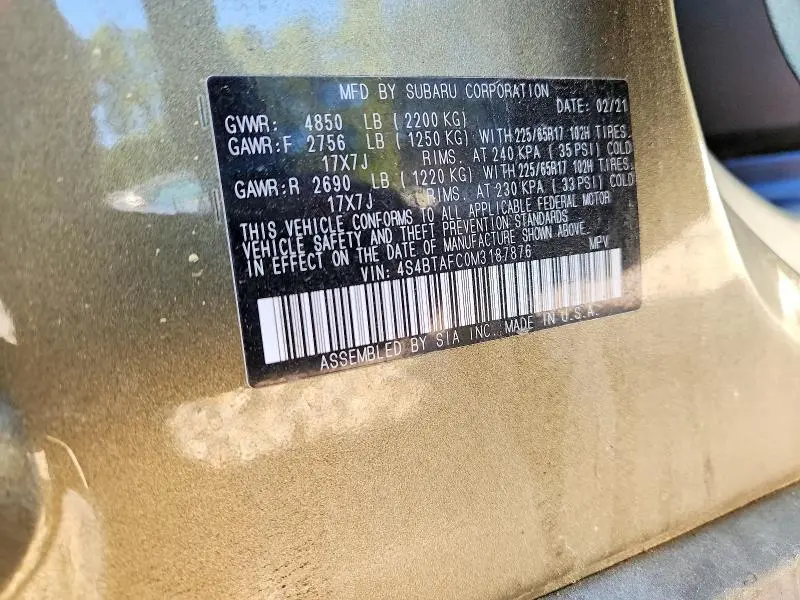 2021 SUBARU OUTBACK PREMIUM  