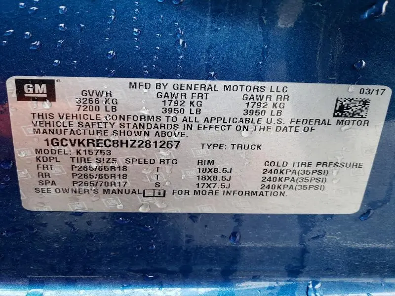 2017 CHEVROLET SILVERADO K1500 LT  