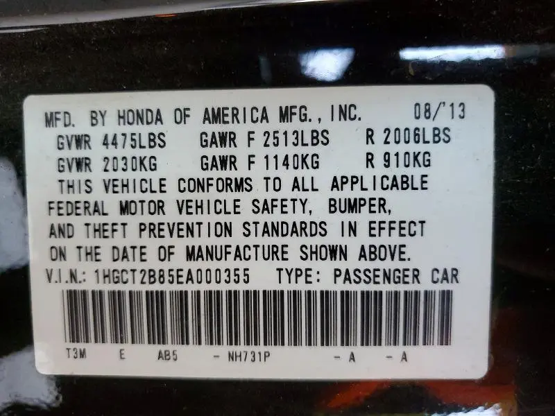 2014 HONDA ACCORD EXL  
