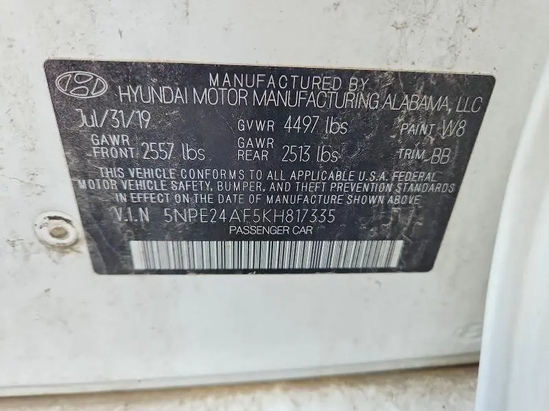 2019 HYUNDAI SONATA SE  
