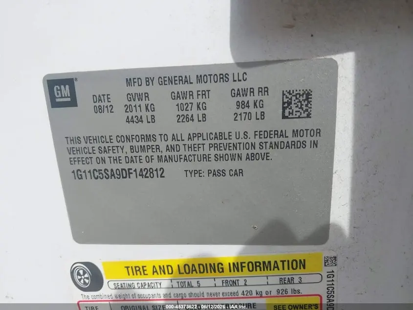 2013 CHEVROLET MALIBU 1LT