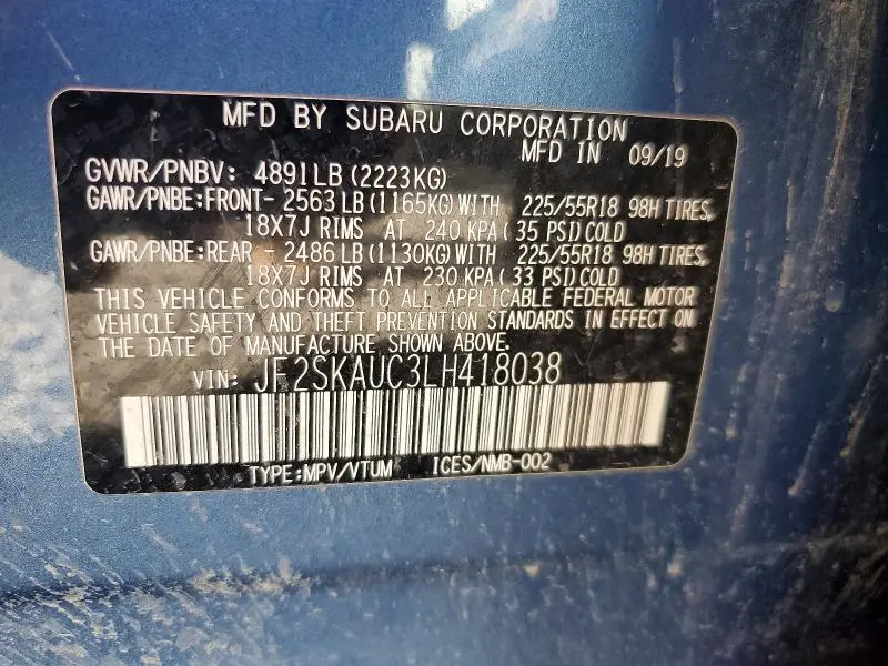 2020 SUBARU FORESTER LIMITED  