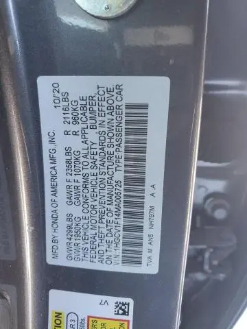 2021 HONDA ACCORD LX