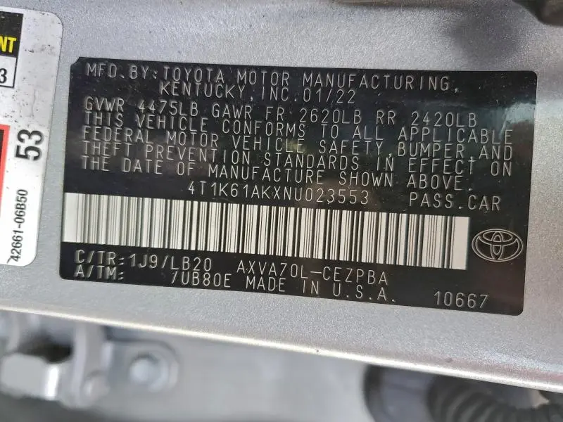 2022 TOYOTA CAMRY XSE  