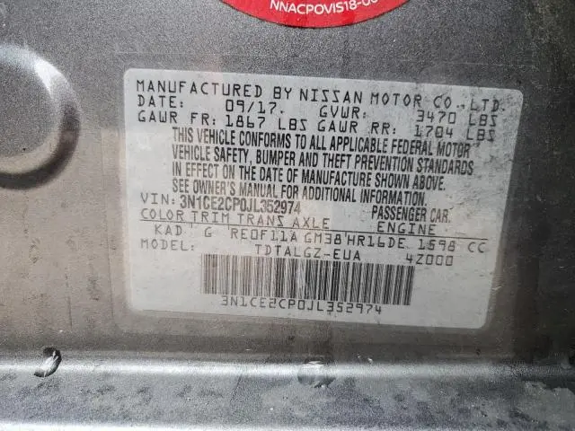 2018 NISSAN VERSA NOTE S  