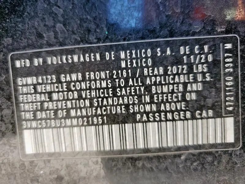 2021 VOLKSWAGEN JETTA S  