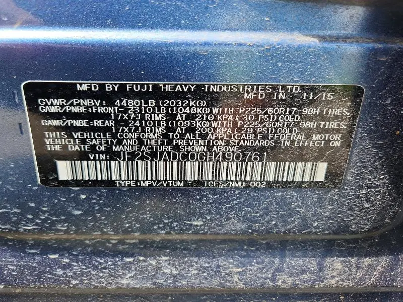 2016 SUBARU FORESTER 2.5I PREMIUM  