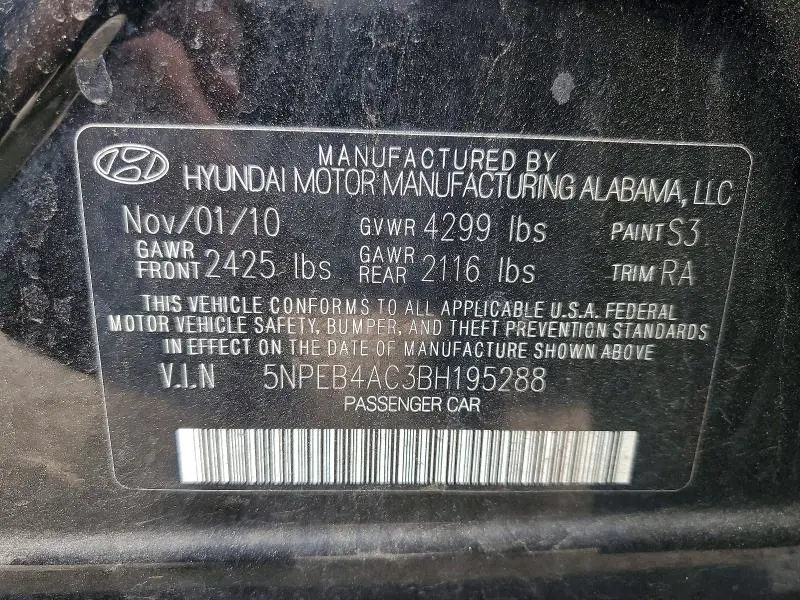 2011 HYUNDAI SONATA GLS  