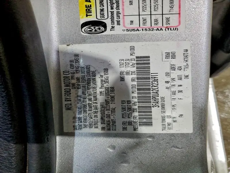 2012 FORD FUSION SEL  