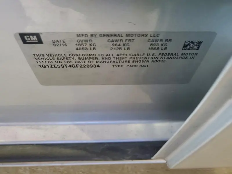 2016 CHEVROLET MALIBU LT  