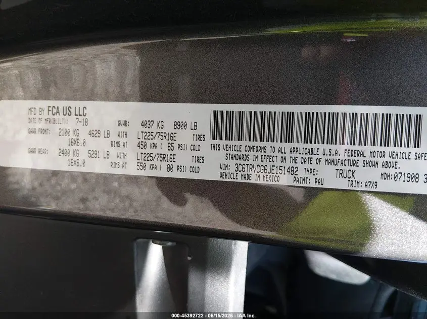 2018 RAM PROMASTER 2500 HIGH ROOF 136 WB