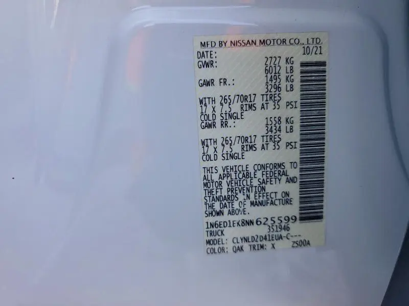 2022 NISSAN FRONTIER S  