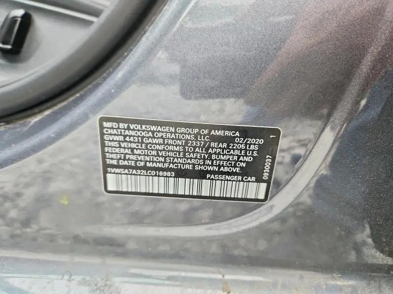 2020 VOLKSWAGEN PASSAT SE  