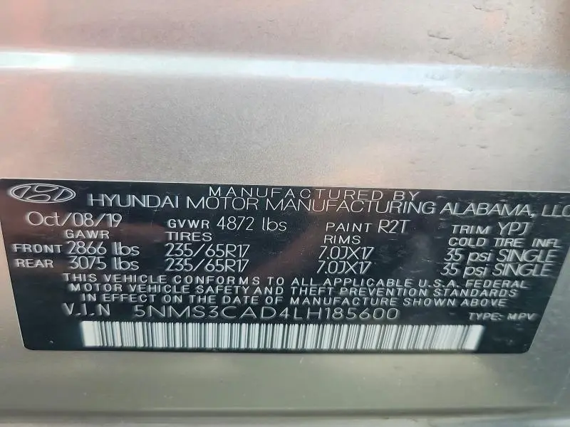 2020 HYUNDAI SANTA FE SEL  