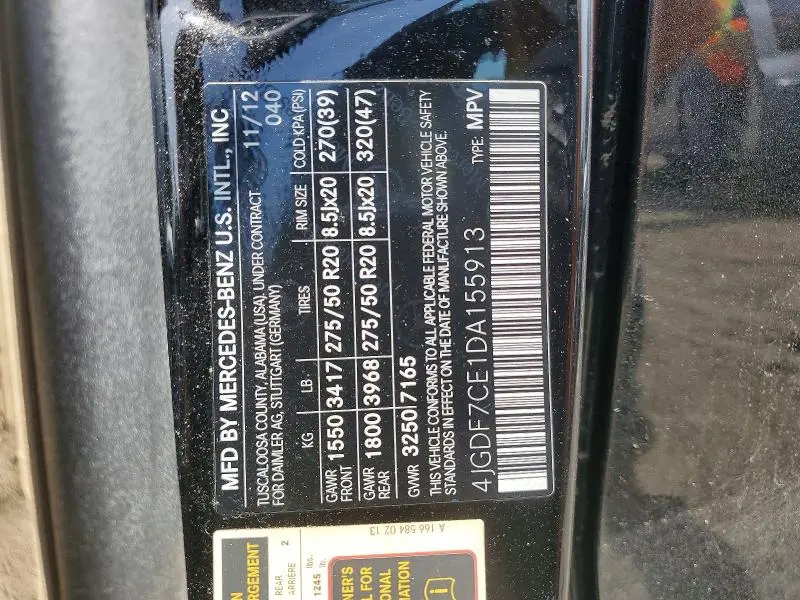 2013 MERCEDES-BENZ GL 450 4MATIC  