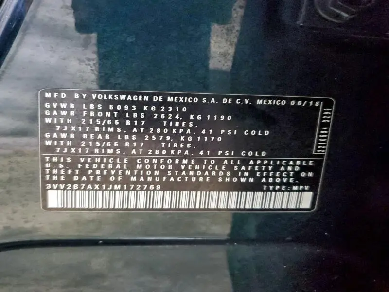 2018 VOLKSWAGEN TIGUAN SE  