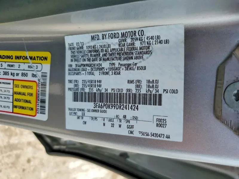2013 FORD FUSION TITANIUM  