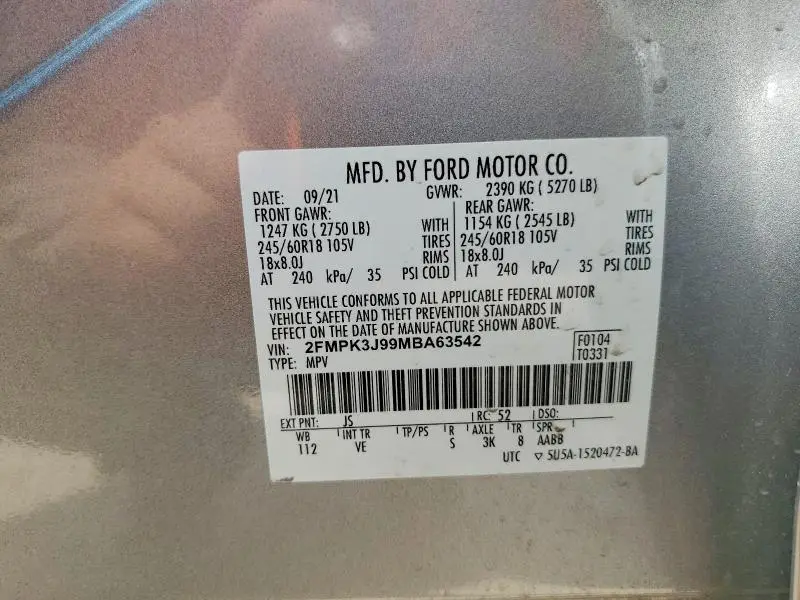 2021 FORD EDGE SEL  
