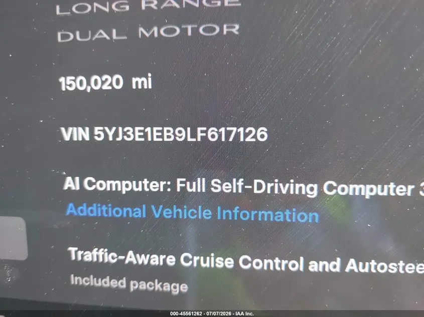 2020 TESLA MODEL 3 LONG RANGE DUAL MOTOR ALL-WHEEL DRIVE