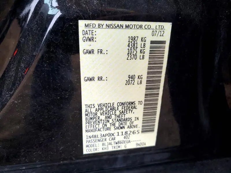 2013 NISSAN ALTIMA 3.5 S  