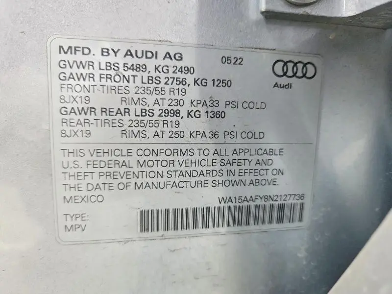 2022 AUDI Q5 SPORTBACK PRM PLS 45  