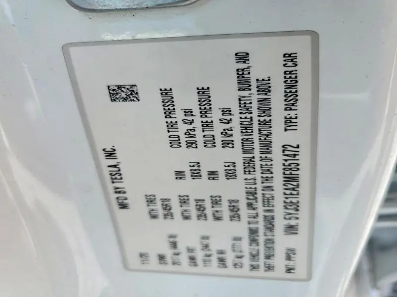 2021 TESLA MODEL 3   