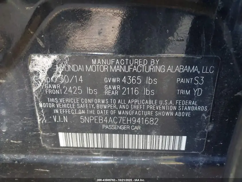 2014 HYUNDAI SONATA GLS