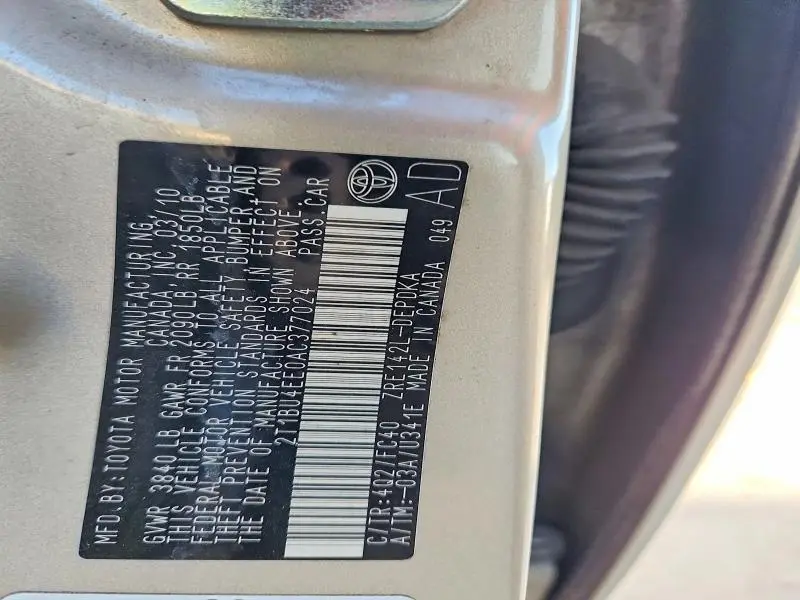 2010 TOYOTA COROLLA BASE  