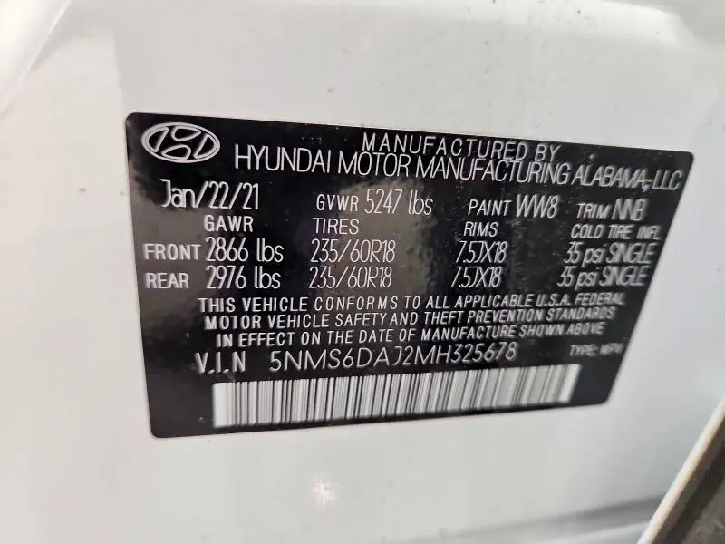 2021 HYUNDAI SANTA FE SEL  