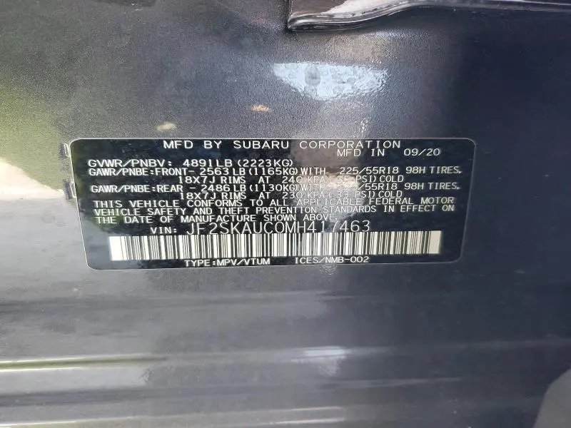 2021 SUBARU FORESTER LIMITED  