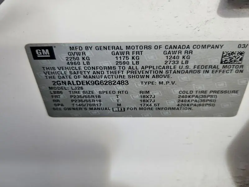 2016 CHEVROLET EQUINOX LTZ  