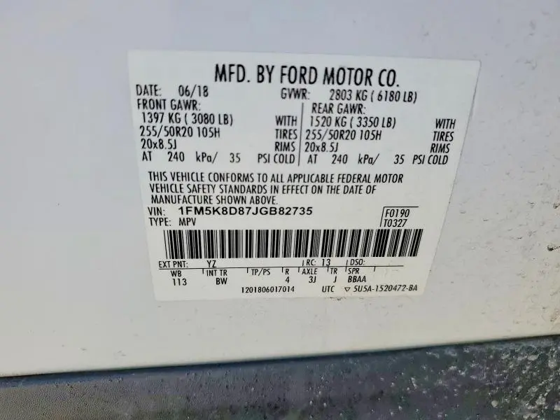2018 FORD EXPLORER XLT  