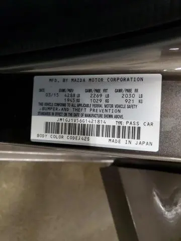 2016 MAZDA 6 TOURING  