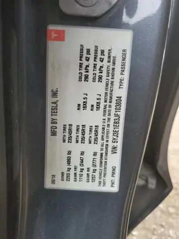 2018 TESLA MODEL 3 