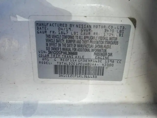2019 NISSAN VERSA NOTE S  