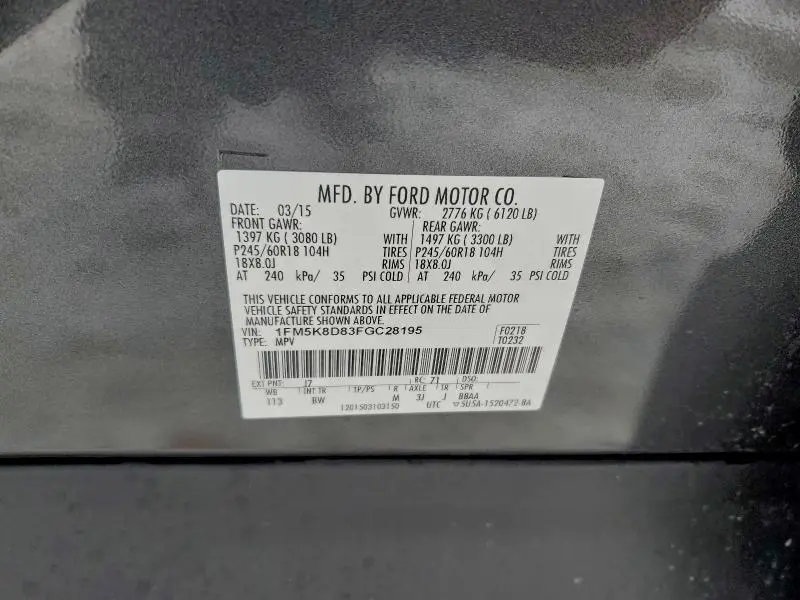 2015 FORD EXPLORER XLT  