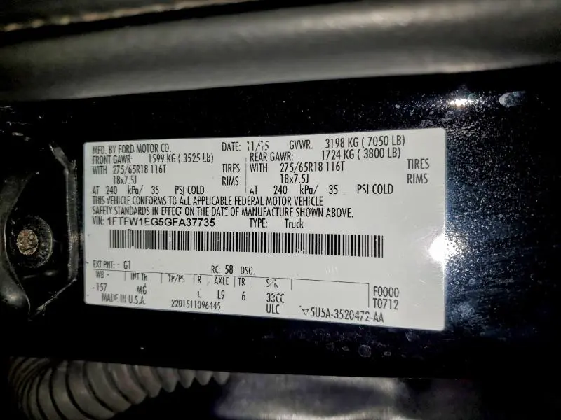 2016 FORD F150 SUPERCREW  