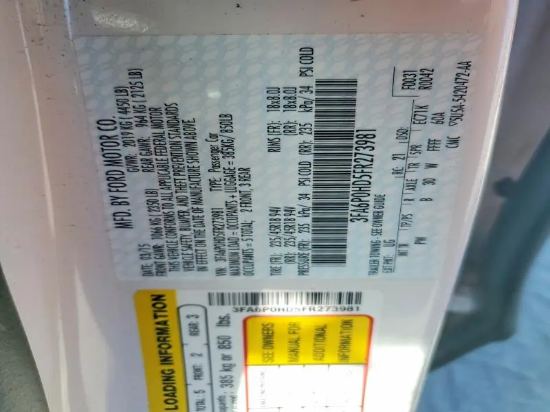 2015 FORD FUSION SE  