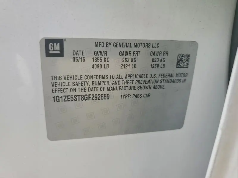 2016 CHEVROLET MALIBU LT  