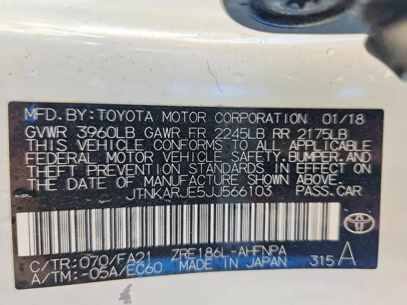 2018 TOYOTA COROLLA IM BASE  