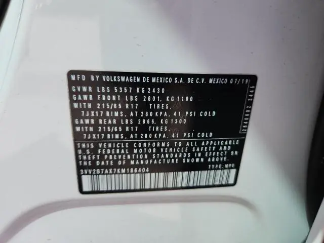 2019 VOLKSWAGEN TIGUAN SE